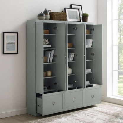 Crosley Furniture - Harper 3Pc Entryway Set Gray - 3 Pantry Closets - KF31010GY veiw 2