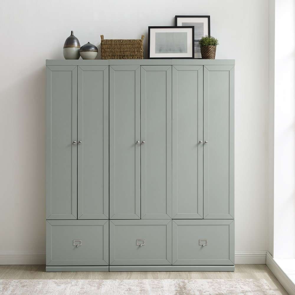 Crosley Furniture - Harper 3Pc Entryway Set Gray - 3 Pantry Closets - KF31010GY veiw 3