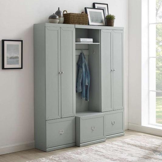 Crosley Furniture - Harper 3Pc Entryway Set Gray - Hall Tree and 2 Pantry Closets - KF31012GY veiw 1