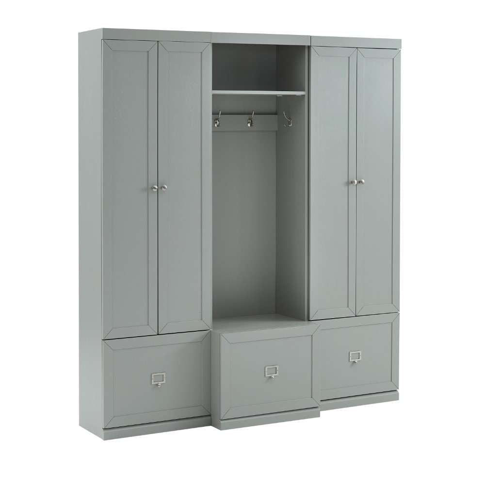 Crosley Furniture - Harper 3Pc Entryway Set Gray - Hall Tree and 2 Pantry Closets - KF31012GY veiw 4