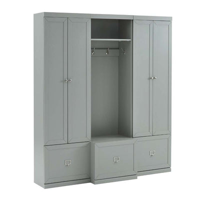 Crosley Furniture - Harper 3Pc Entryway Set Gray - Hall Tree and 2 Pantry Closets - KF31012GY veiw 4