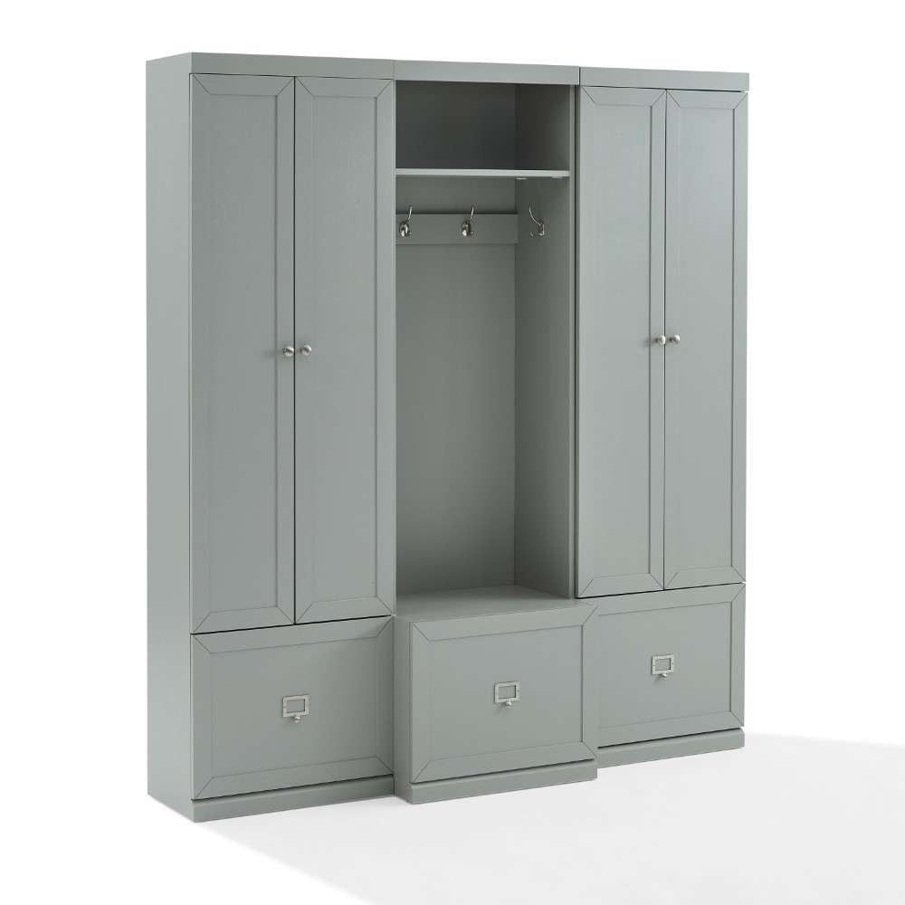 Crosley Furniture - Harper 3Pc Entryway Set Gray - Hall Tree and 2 Pantry Closets - KF31012GY veiw 8