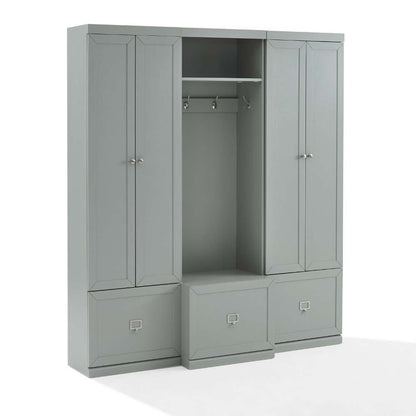 Crosley Furniture - Harper 3Pc Entryway Set Gray - Hall Tree and 2 Pantry Closets - KF31012GY veiw 8