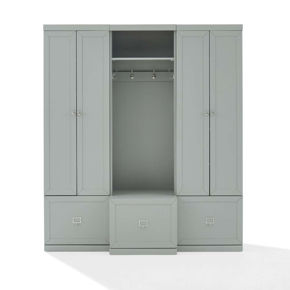 Crosley Furniture - Harper 3Pc Entryway Set Gray - Hall Tree and 2 Pantry Closets - KF31012GY veiw 9