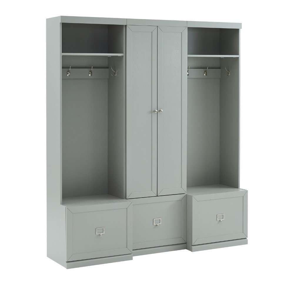 Crosley Furniture - Harper 3Pc Entryway Set Gray - Pantry Closet and 2 Hall Trees - KF31011GY veiw 4