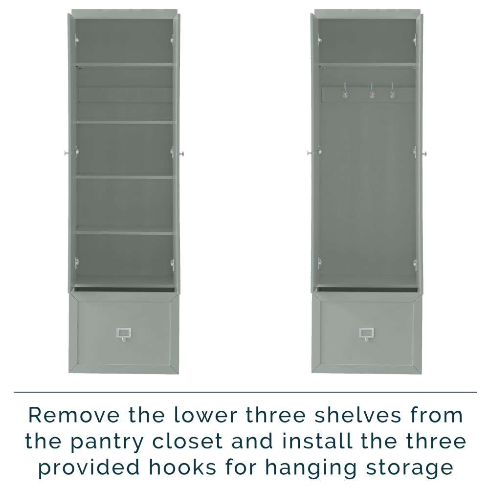 Crosley Furniture - Harper 3Pc Entryway Set Gray - Pantry Closet and 2 Hall Trees - KF31011GY veiw 6