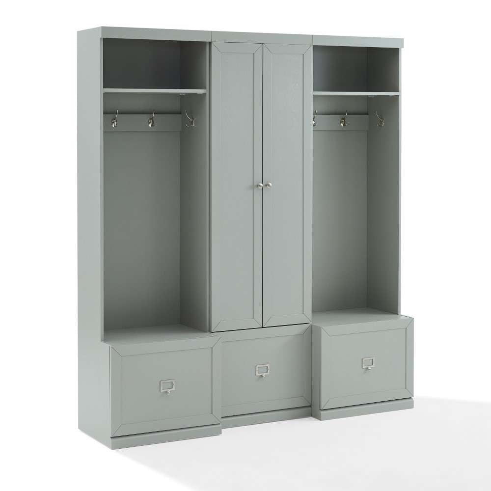 Crosley Furniture - Harper 3Pc Entryway Set Gray - Pantry Closet and 2 Hall Trees - KF31011GY veiw 8