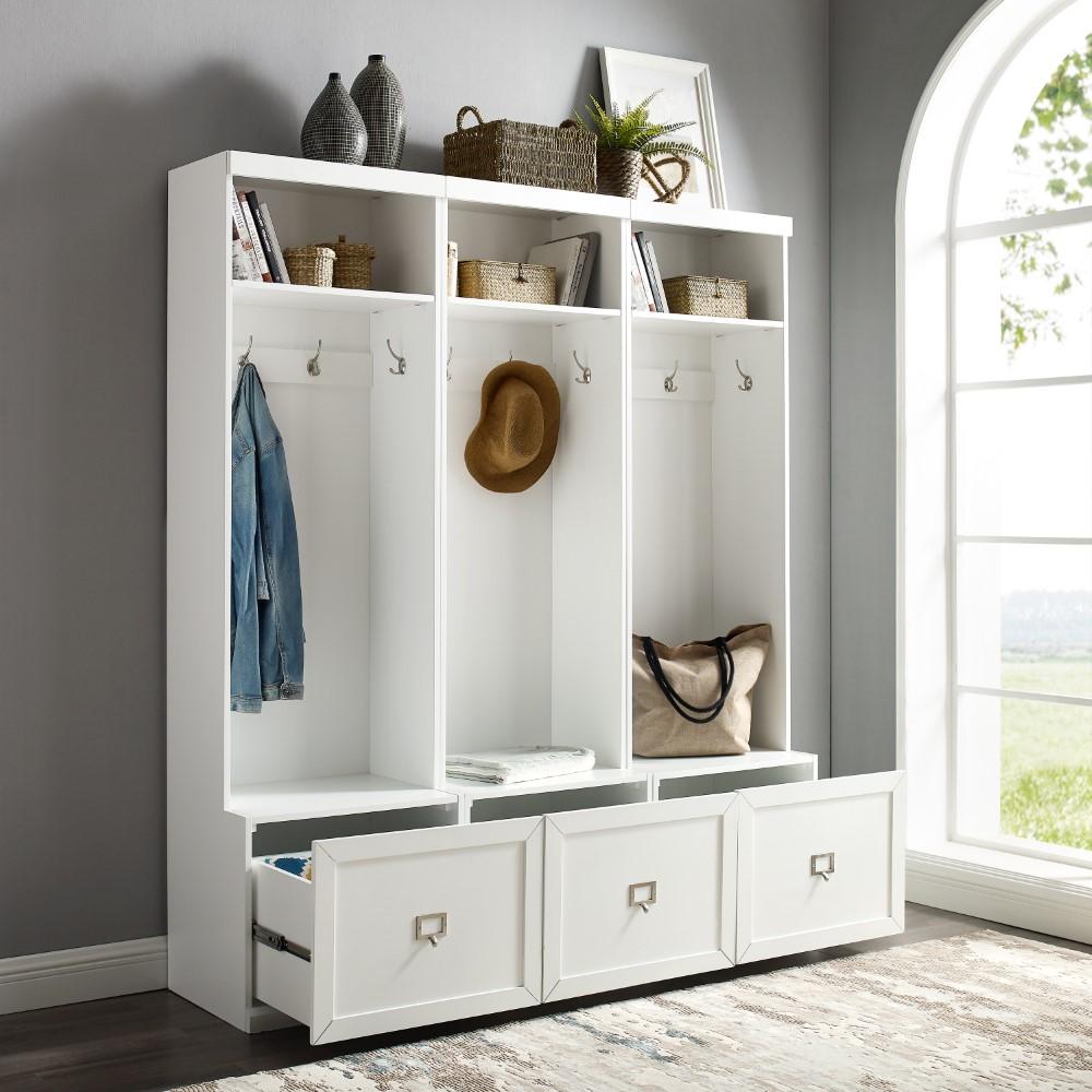 Crosley Furniture - Harper 3 Piece Entryway Set White - 3 Hall Trees - KF31008WH veiw 9
