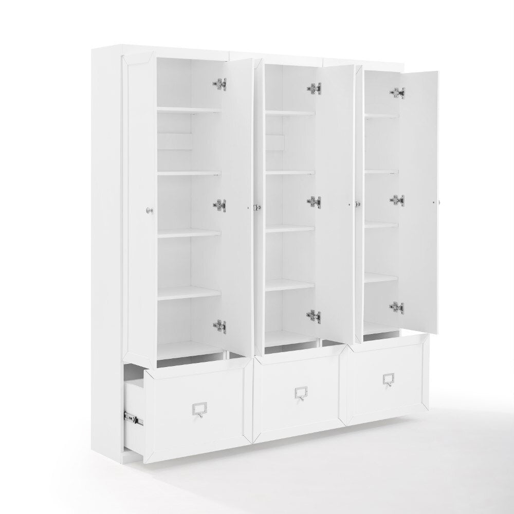 Crosley Furniture - Harper 3 Piece Entryway Set White - 3 Pantry Closets - KF31010WH veiw 3