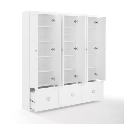 Crosley Furniture - Harper 3 Piece Entryway Set White - 3 Pantry Closets - KF31010WH veiw 3