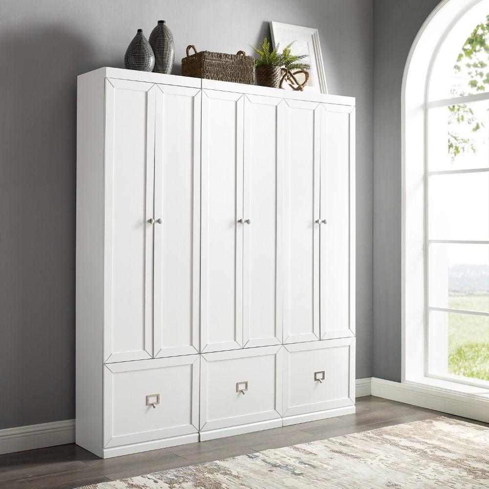 Crosley Furniture - Harper 3 Piece Entryway Set White - 3 Pantry Closets - KF31010WH veiw 8