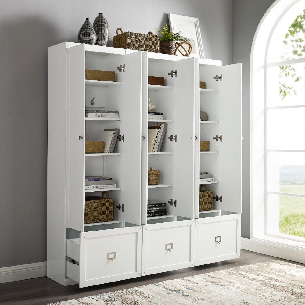 Crosley Furniture - Harper 3 Piece Entryway Set White - 3 Pantry Closets - KF31010WH veiw 9