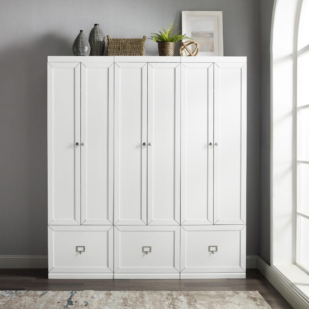 Crosley Furniture - Harper 3 Piece Entryway Set White - 3 Pantry Closets - KF31010WH veiw 10