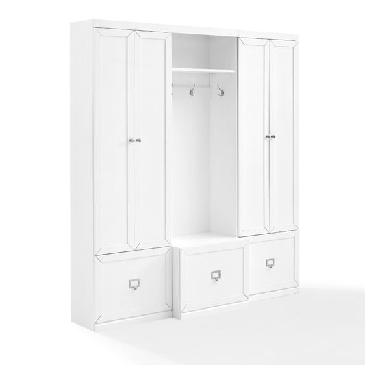 Crosley Furniture - Harper 3 Piece Entryway Set White - Hall Tree & 2 Pantry Closets - KF31012WH veiw 1