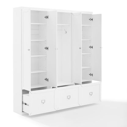 Crosley Furniture - Harper 3 Piece Entryway Set White - Hall Tree & 2 Pantry Closets - KF31012WH veiw 3