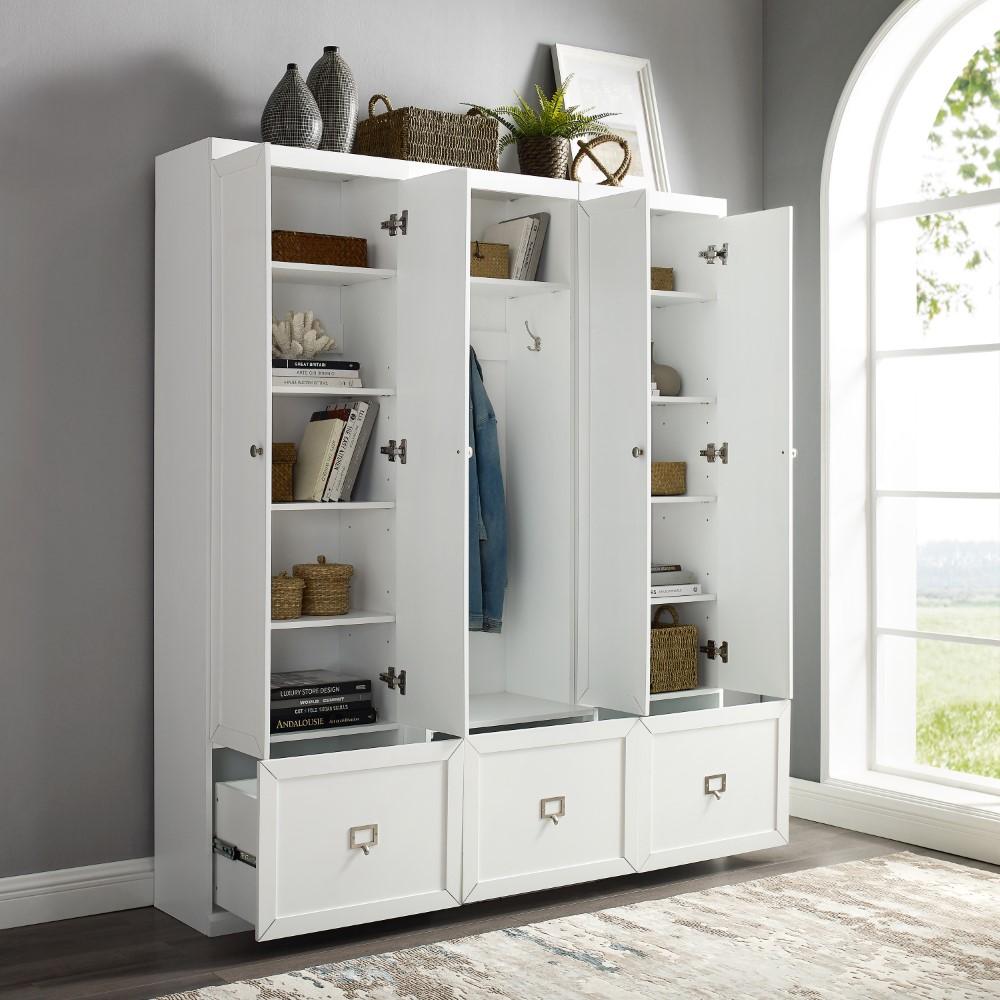 Crosley Furniture - Harper 3 Piece Entryway Set White - Hall Tree & 2 Pantry Closets - KF31012WH veiw 9