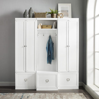Crosley Furniture - Harper 3 Piece Entryway Set White - Hall Tree & 2 Pantry Closets - KF31012WH veiw 10