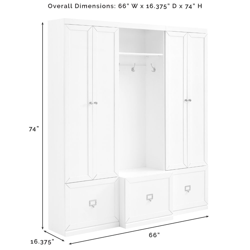 Crosley Furniture - Harper 3 Piece Entryway Set White - Hall Tree & 2 Pantry Closets - KF31012WH veiw 11
