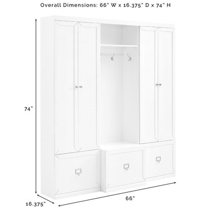 Crosley Furniture - Harper 3 Piece Entryway Set White - Hall Tree & 2 Pantry Closets - KF31012WH veiw 11