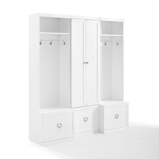 Crosley Furniture - Harper 3 Piece Entryway Set White - Pantry Closet & 2 Hall Trees - KF31011WH veiw 1