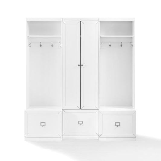 Crosley Furniture - Harper 3 Piece Entryway Set White - Pantry Closet & 2 Hall Trees - KF31011WH veiw 2