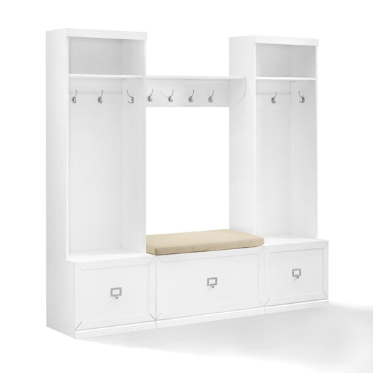 Crosley Furniture - Harper 4 Piece Entryway Set White - Bench, Shelf, & 2 Hall Trees - KF31014WH veiw 1