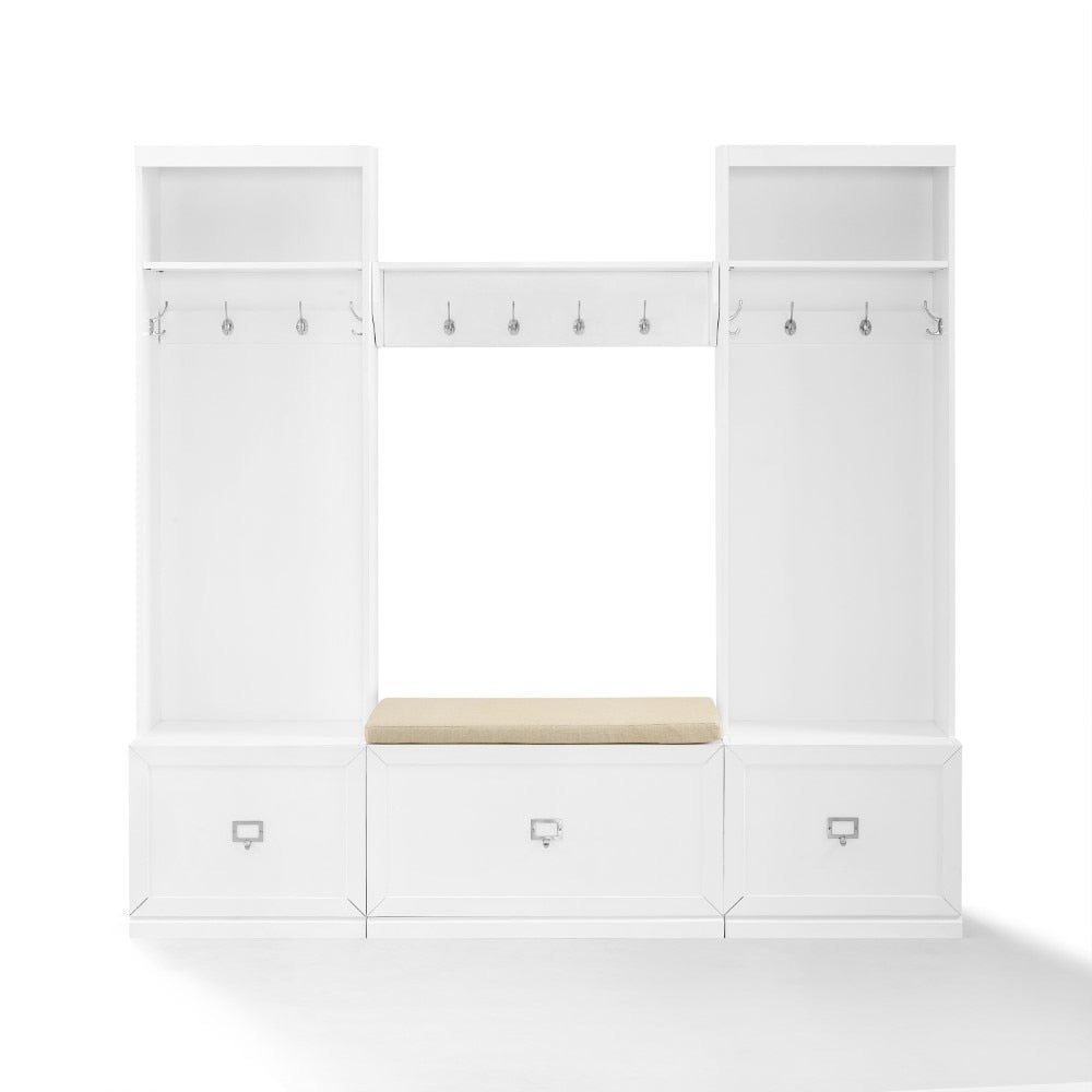 Crosley Furniture - Harper 4 Piece Entryway Set White - Bench, Shelf, & 2 Hall Trees - KF31014WH veiw 2
