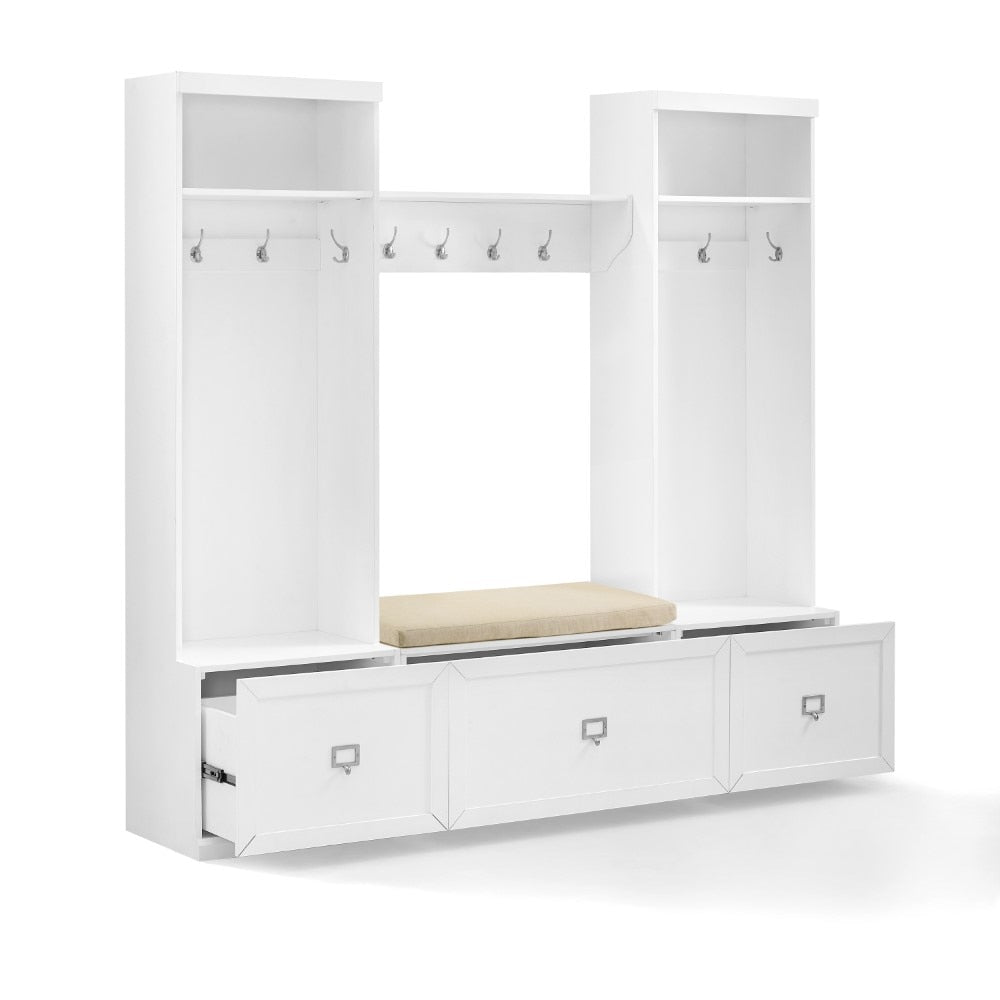 Crosley Furniture - Harper 4 Piece Entryway Set White - Bench, Shelf, & 2 Hall Trees - KF31014WH veiw 3