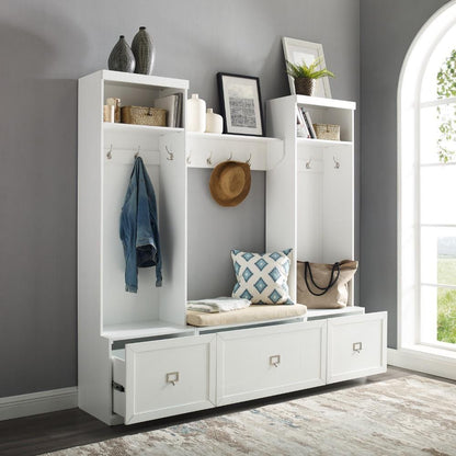 Crosley Furniture - Harper 4 Piece Entryway Set White - Bench, Shelf, & 2 Hall Trees - KF31014WH veiw 9