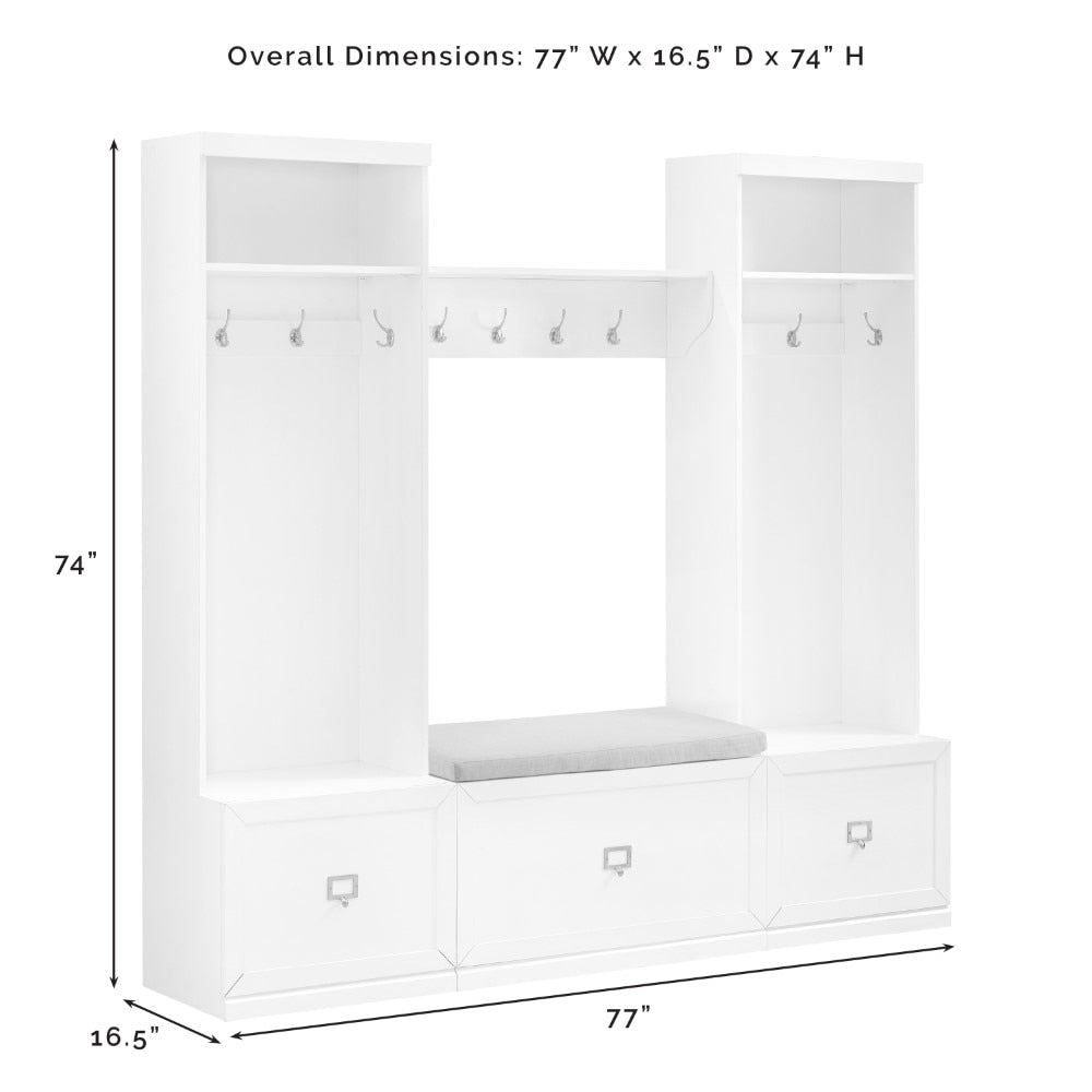 Crosley Furniture - Harper 4 Piece Entryway Set White - Bench, Shelf, & 2 Hall Trees - KF31014WH veiw 11