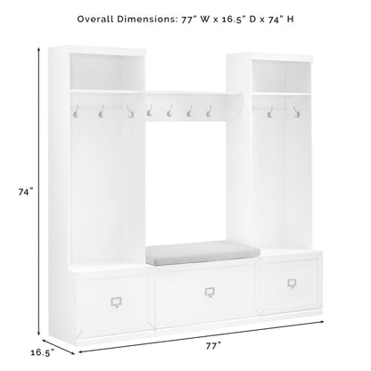 Crosley Furniture - Harper 4 Piece Entryway Set White - Bench, Shelf, & 2 Hall Trees - KF31014WH veiw 11