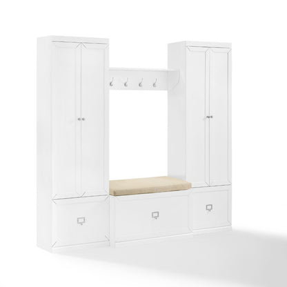 Crosley Furniture - Harper 4 Piece Entryway Set White - Bench, Shelf, & 2 Pantry Closets - KF31015WH veiw 1