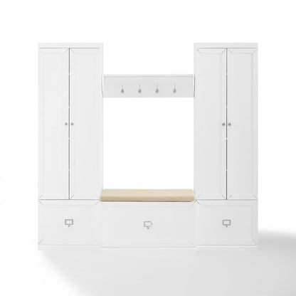 Crosley Furniture - Harper 4 Piece Entryway Set White - Bench, Shelf, & 2 Pantry Closets - KF31015WH veiw 2