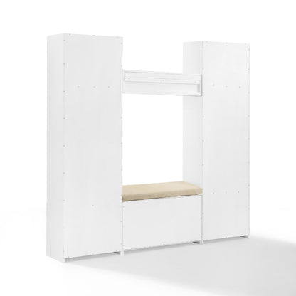 Crosley Furniture - Harper 4 Piece Entryway Set White - Bench, Shelf, & 2 Pantry Closets - KF31015WH veiw 4
