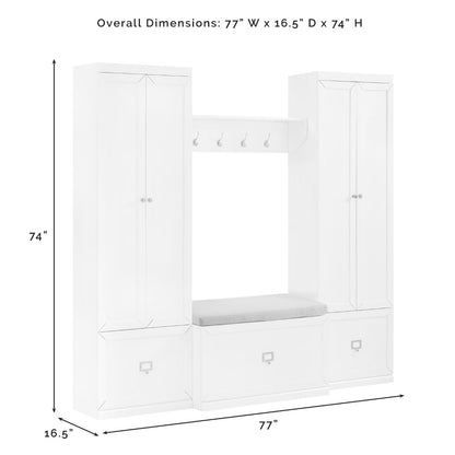 Crosley Furniture - Harper 4 Piece Entryway Set White - Bench, Shelf, & 2 Pantry Closets - KF31015WH veiw 11