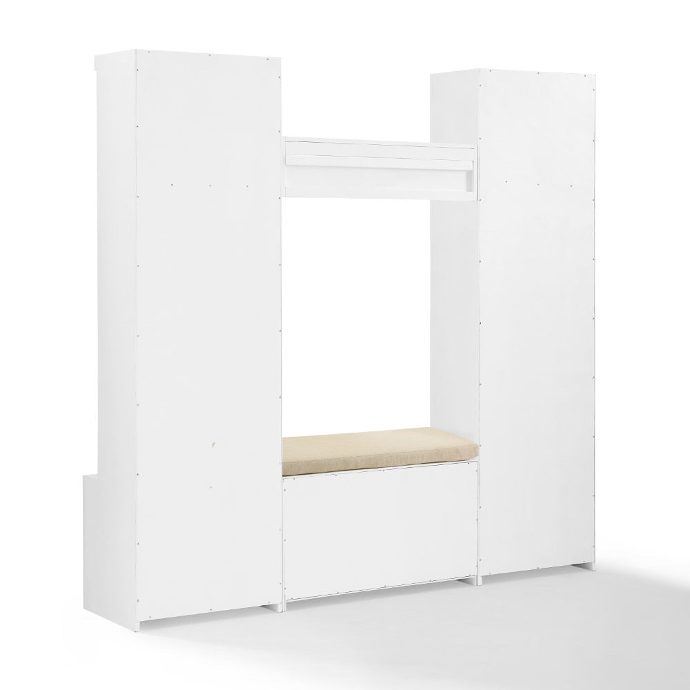 Crosley Furniture - Harper 4 Piece Entryway Set White - Bench, Shelf, Hall Tree, & Pantry Closet - KF31016WH veiw 4
