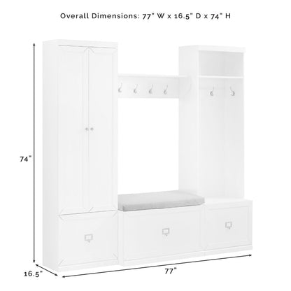 Crosley Furniture - Harper 4 Piece Entryway Set White - Bench, Shelf, Hall Tree, & Pantry Closet - KF31016WH veiw 11
