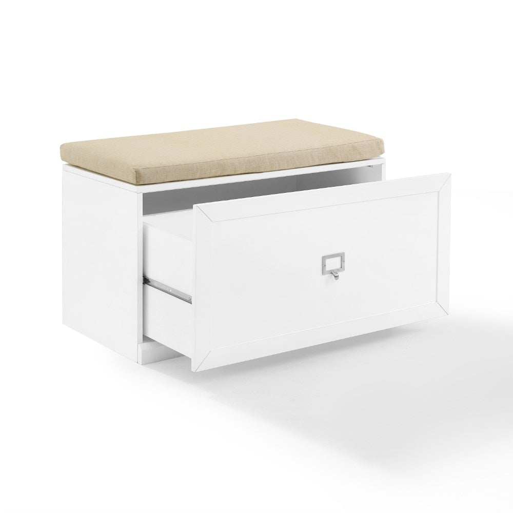 Crosley Furniture - Harper Entryway Bench White/Tan - CF6027-WH veiw 3