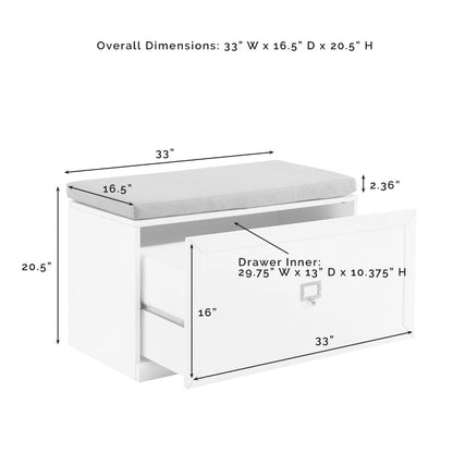 Crosley Furniture - Harper Entryway Bench White/Tan - CF6027-WH veiw 7