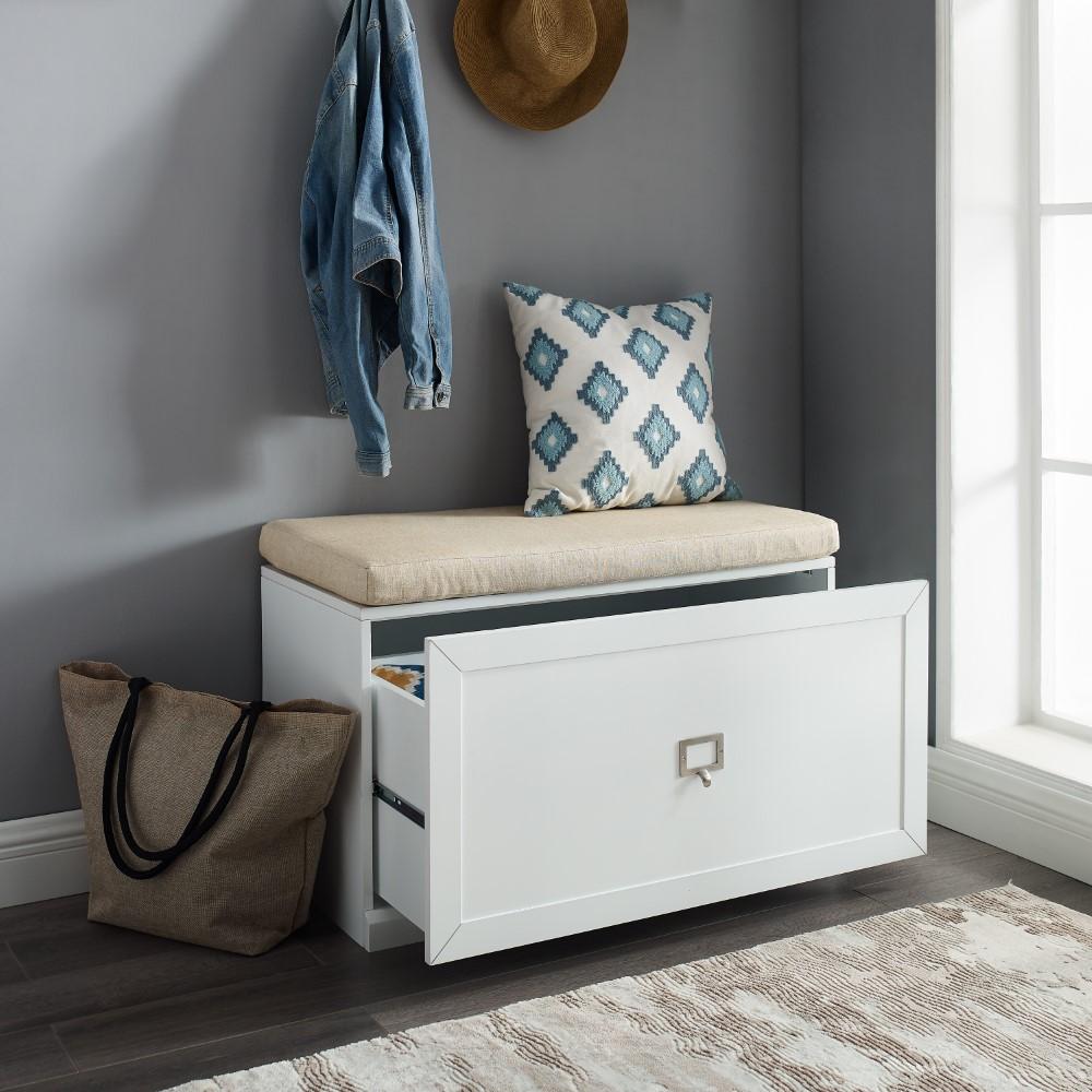 Crosley Furniture - Harper Entryway Bench White/Tan - CF6027-WH veiw 9