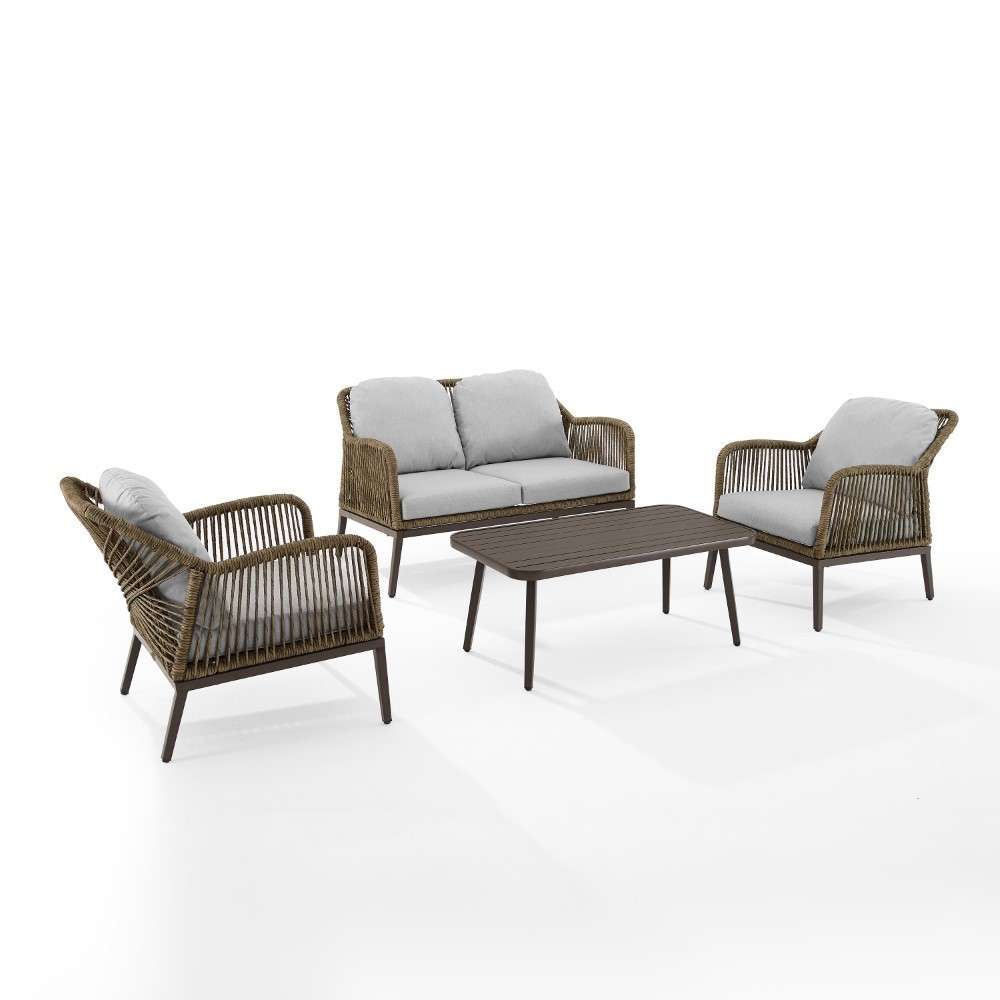 Crosley Furniture - Haven 4Pc Outdoor Wicker Conversation Set - Loveseat, Coffee Table, & 2 Armchairs - KO70290LB-LG_CLOSEOUT veiw 1
