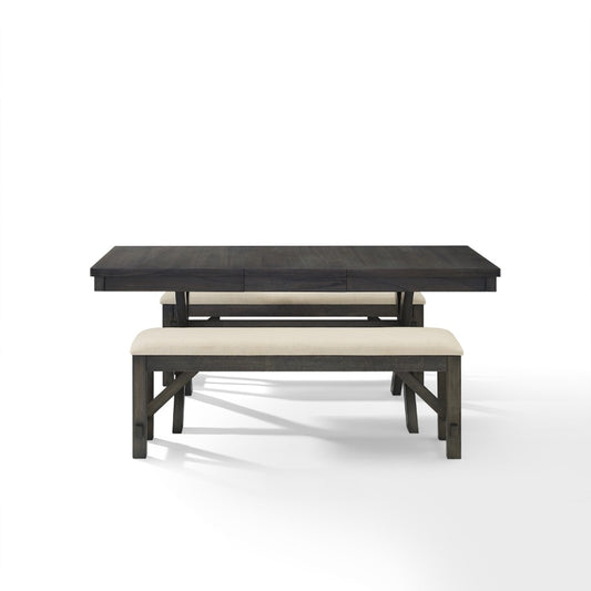 Crosley Furniture - Hayden 3 Piece Dining Set Slate - Table & 2 Benches - KF13024SL view 2