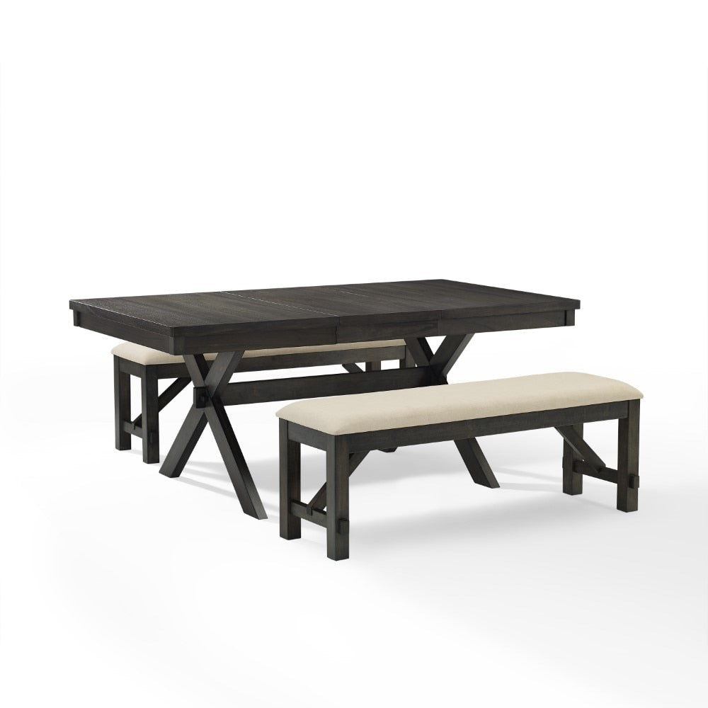 Crosley Furniture - Hayden 3 Piece Dining Set Slate - Table & 2 Benches - KF13024SL veiw 1
