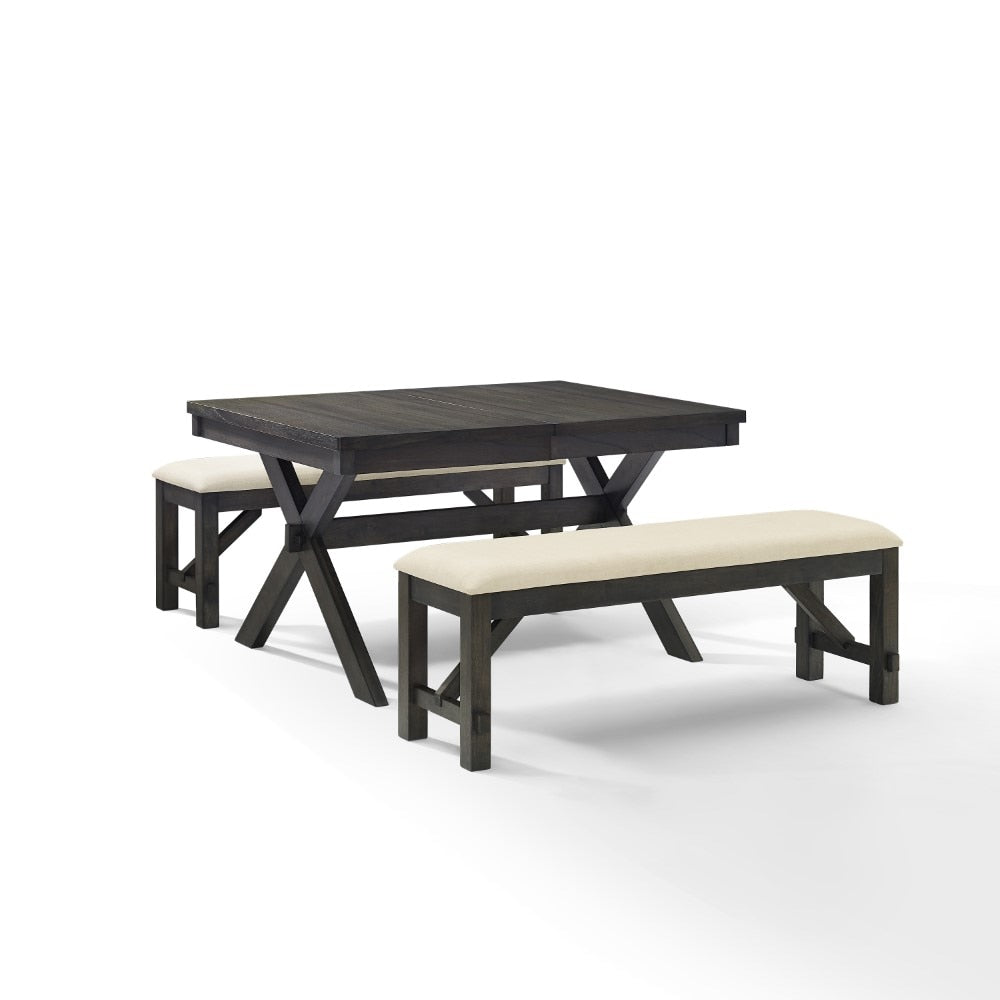 Crosley Furniture - Hayden 3 Piece Dining Set Slate - Table & 2 Benches - KF13024SL veiw 4