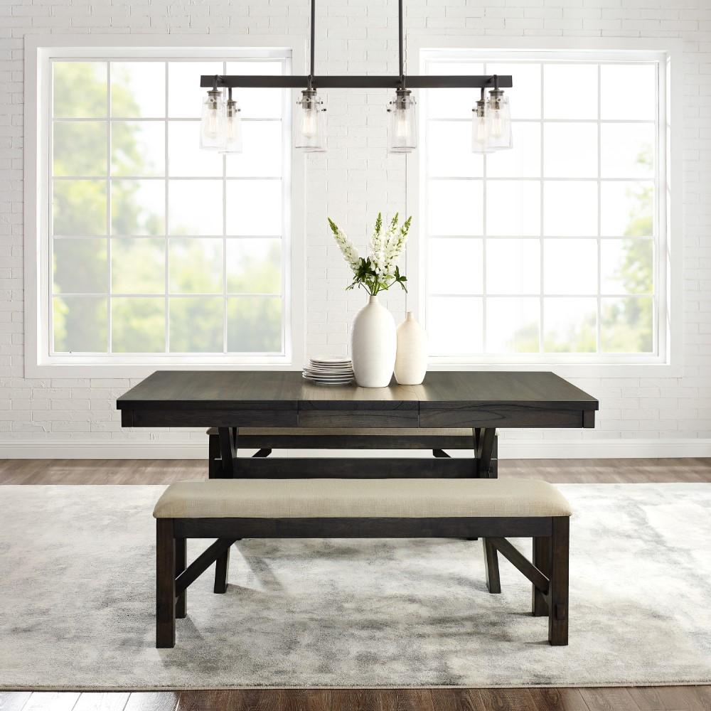 Crosley Furniture - Hayden 3 Piece Dining Set Slate - Table & 2 Benches - KF13024SL veiw 7