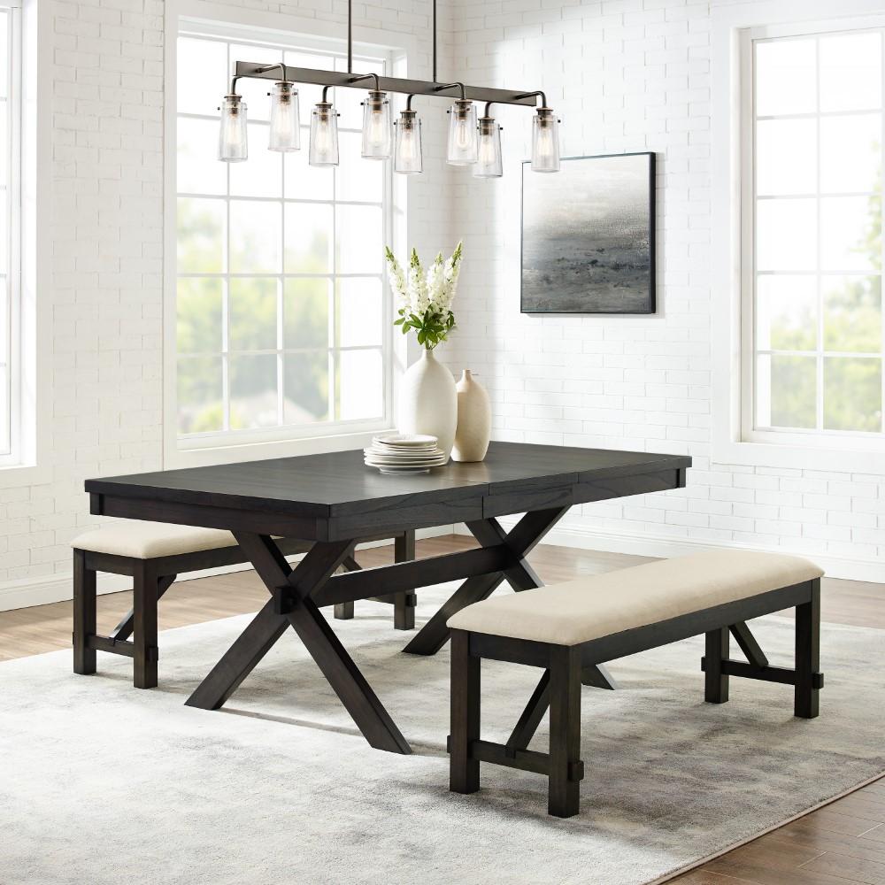 Crosley Furniture - Hayden 3 Piece Dining Set Slate - Table & 2 Benches - KF13024SL veiw 8