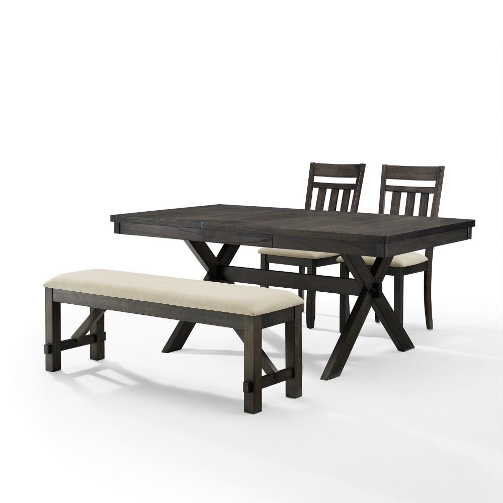 Crosley Furniture - Hayden 4 Piece Dining Set Slate - Table, Bench, & 2 Slat Back Chairs - KF13025SL view 1
