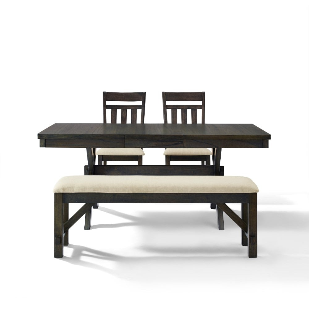 Crosley Furniture - Hayden 4 Piece Dining Set Slate - Table, Bench, & 2 Slat Back Chairs - KF13025SL view 2