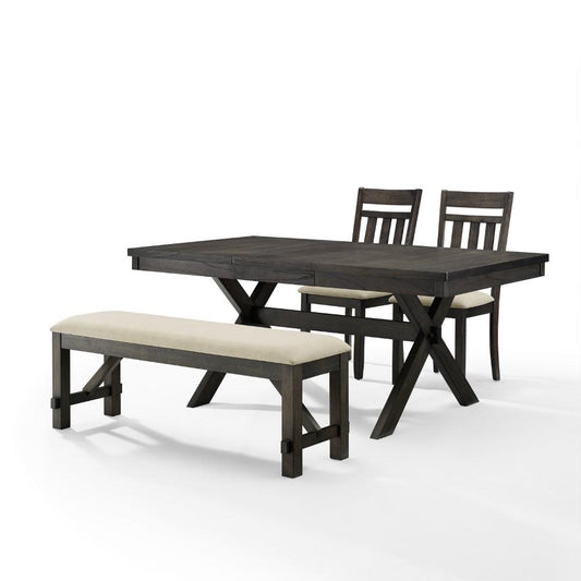Crosley Furniture - Hayden 4 Piece Dining Set Slate - Table, Bench, & 2 Slat Back Chairs - KF13025SL veiw 1
