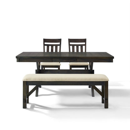 Crosley Furniture - Hayden 4 Piece Dining Set Slate - Table, Bench, & 2 Slat Back Chairs - KF13025SL veiw 2